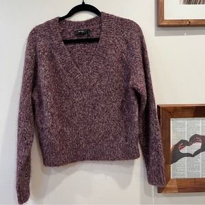 Marled V-Neck Baby Alpaca-Blend Sweater